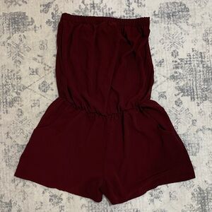Burgundy Strapless Romper
